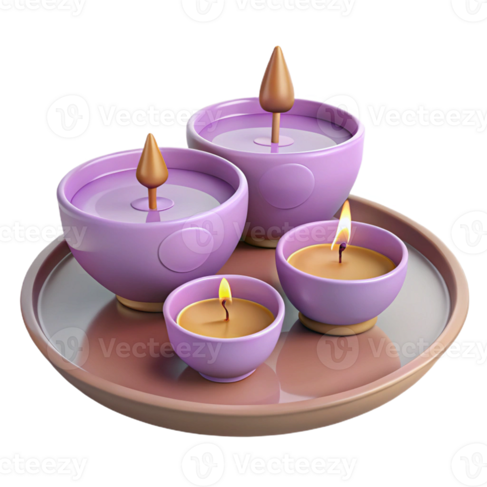 Purple Candles on a Tray png