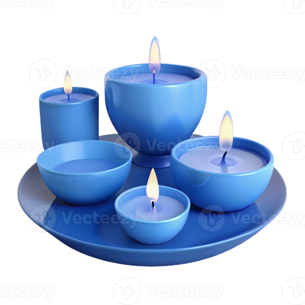 Blue Candles on a Plate png