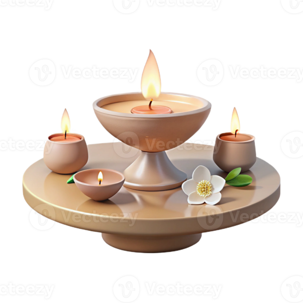 Candles on a Tray with a Flower png