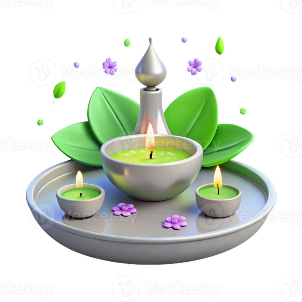 Candles, Leaves, Flowers, and Relaxation png