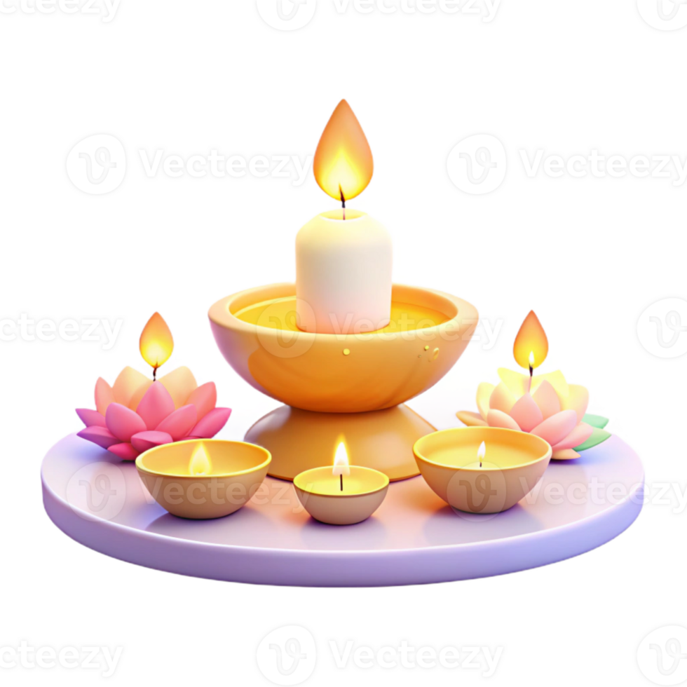 Candles and Flowers on a Tray png