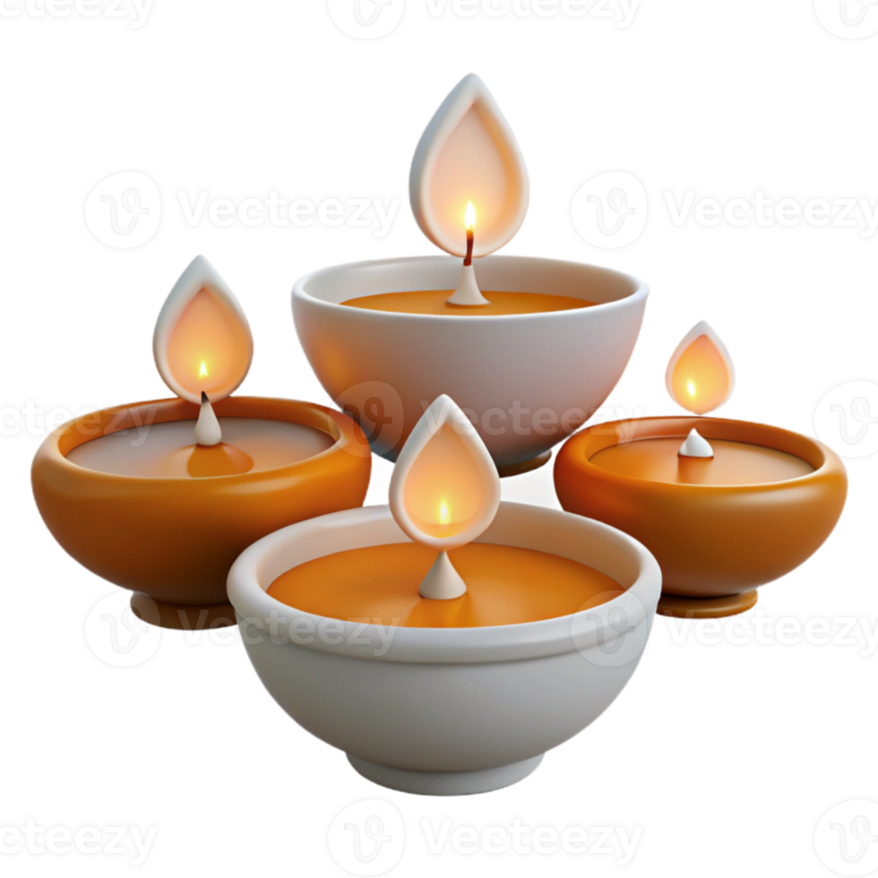 Four Lit Candles in Bowls A Symbol of Hope and Light png