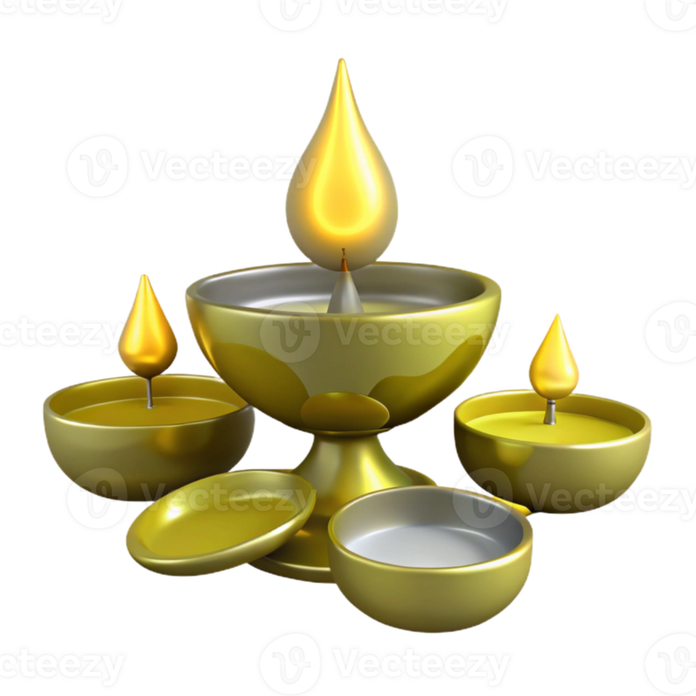Golden Candle Holders with Flames Burning png