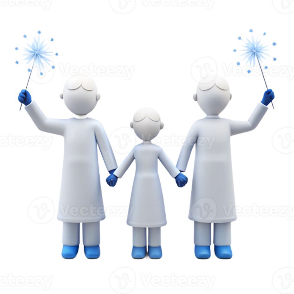 Family Holding Sparkler Fireworks png