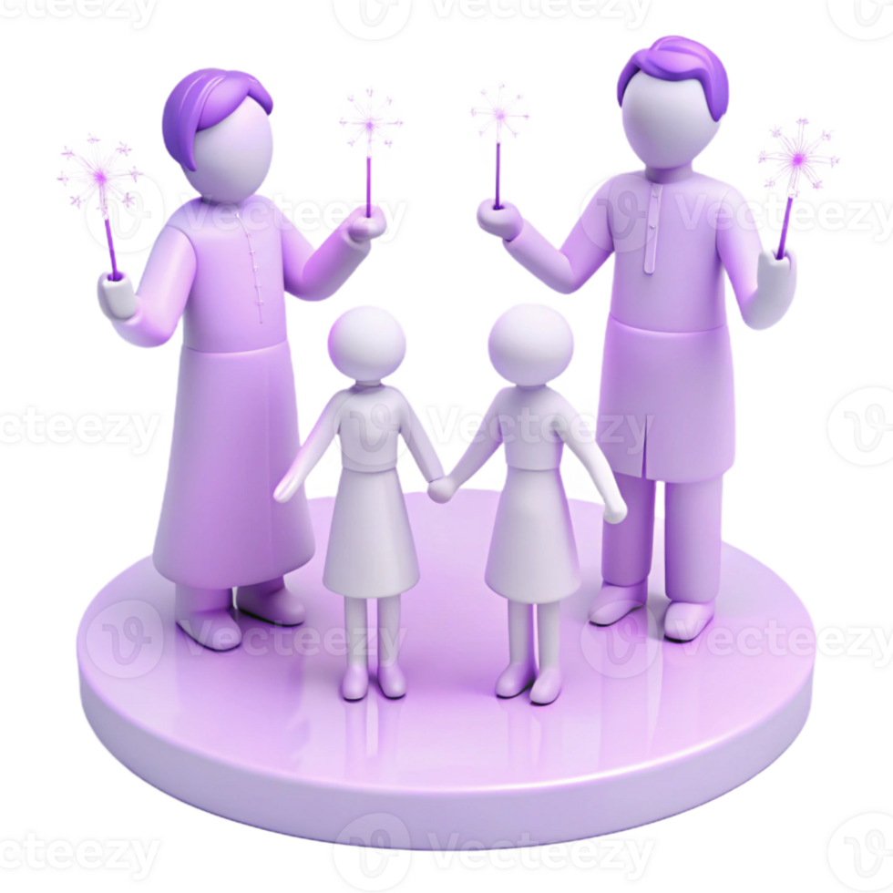 Family of Four Holding Dandelion Flowers png