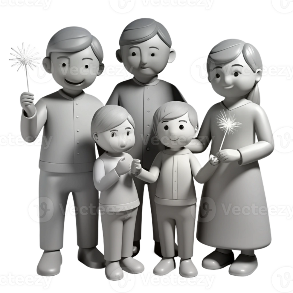 Smiling Family with Sparklers png