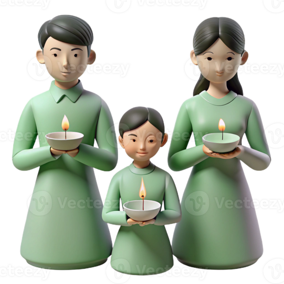 Family Holding Lit Candles png