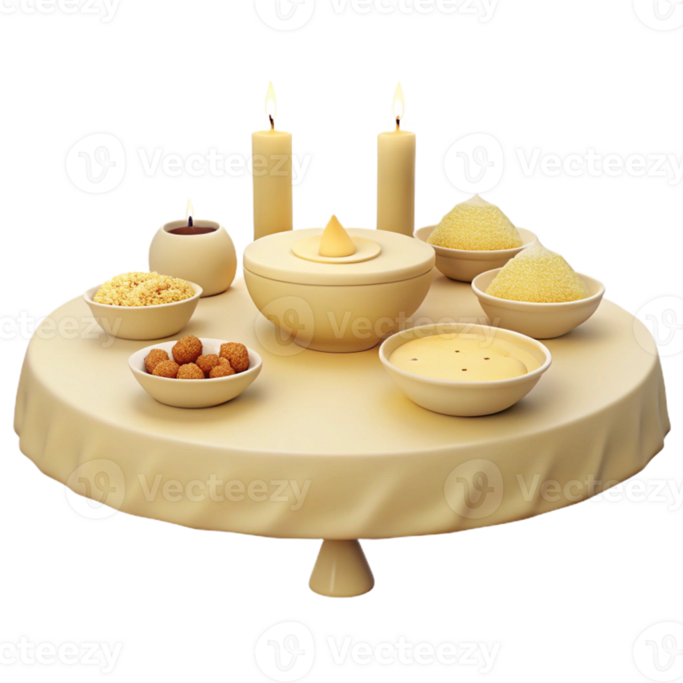 Table Setting with Candles, Bowls, and Food png