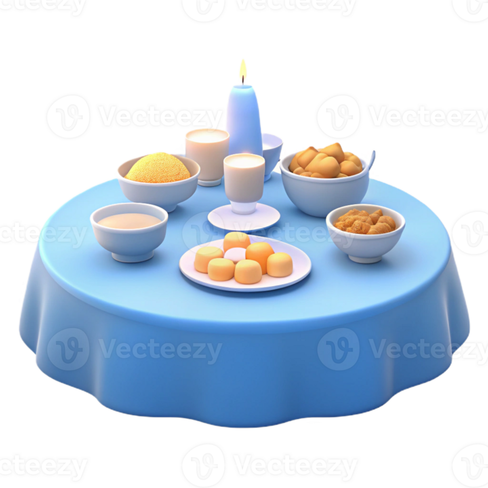 Table Setting with Dessert and Drinks png