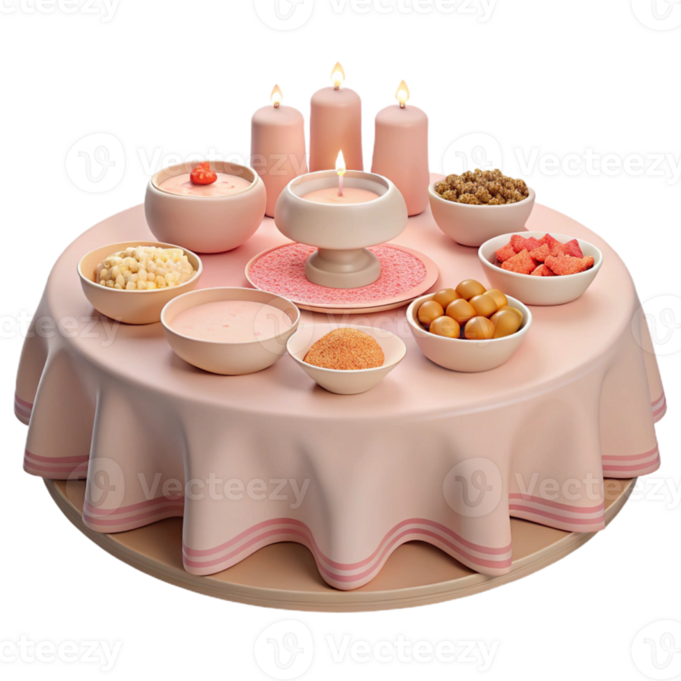 Table Setting with Candles, Bowls, and Food png