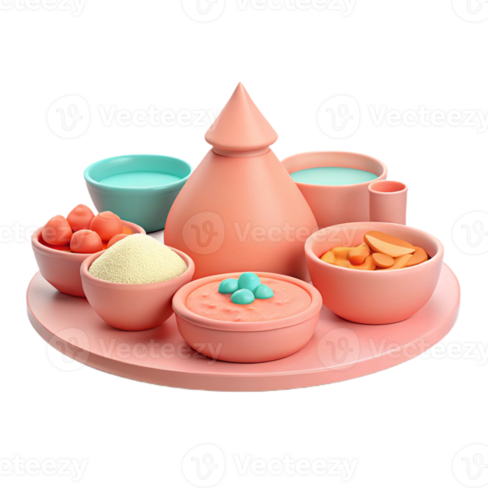 Assortment of Bowls and a Pitcher on a Tray png