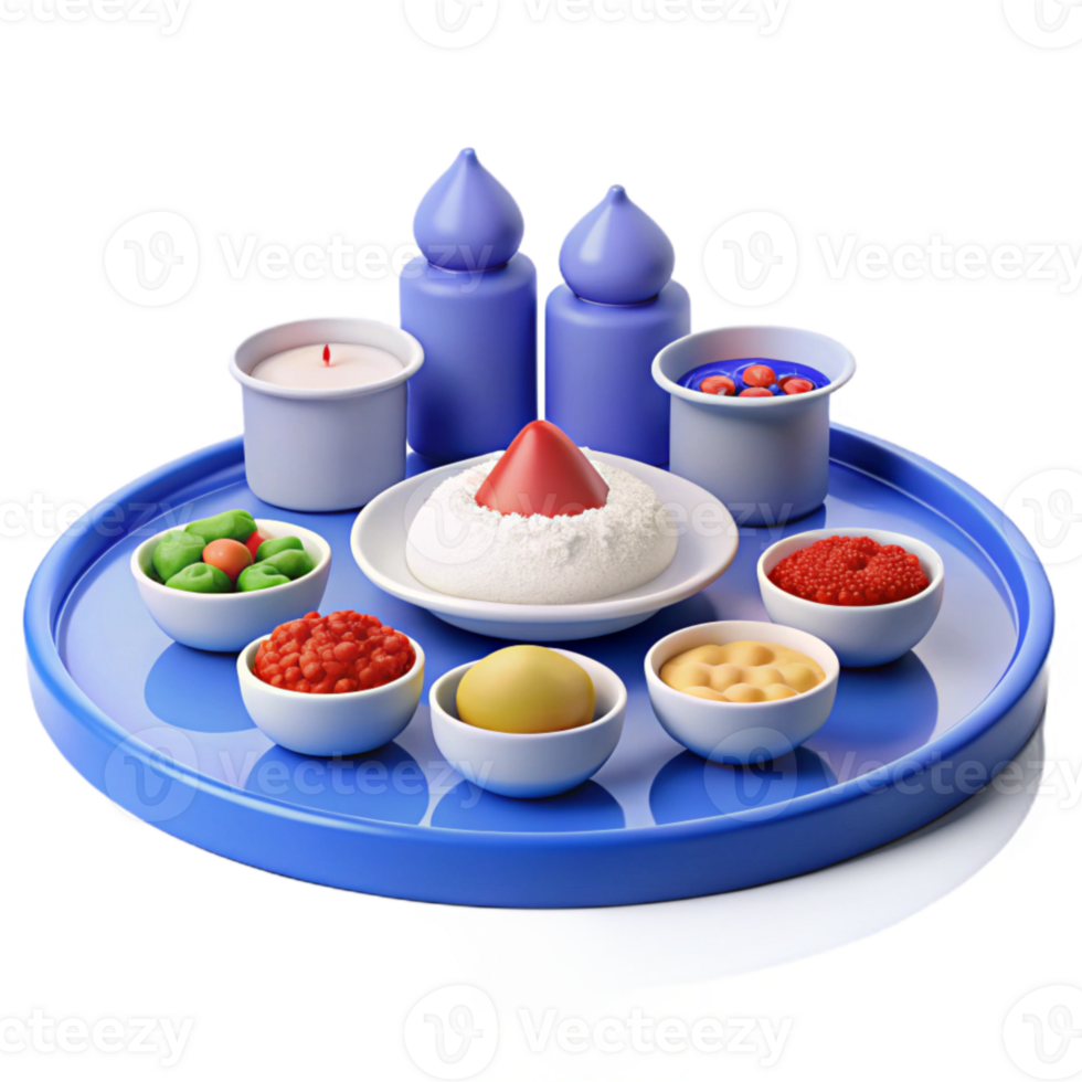 Assortment of Food Items on Blue Tray png