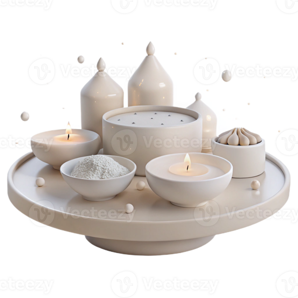 Spa Treatment Set with Candles, Powder, and a Tray png