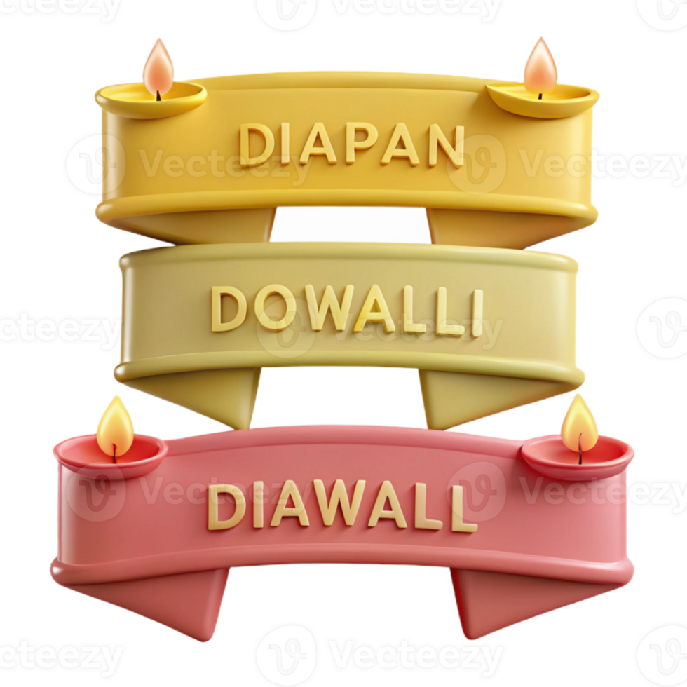 Diwali Banner with Candles and Text png