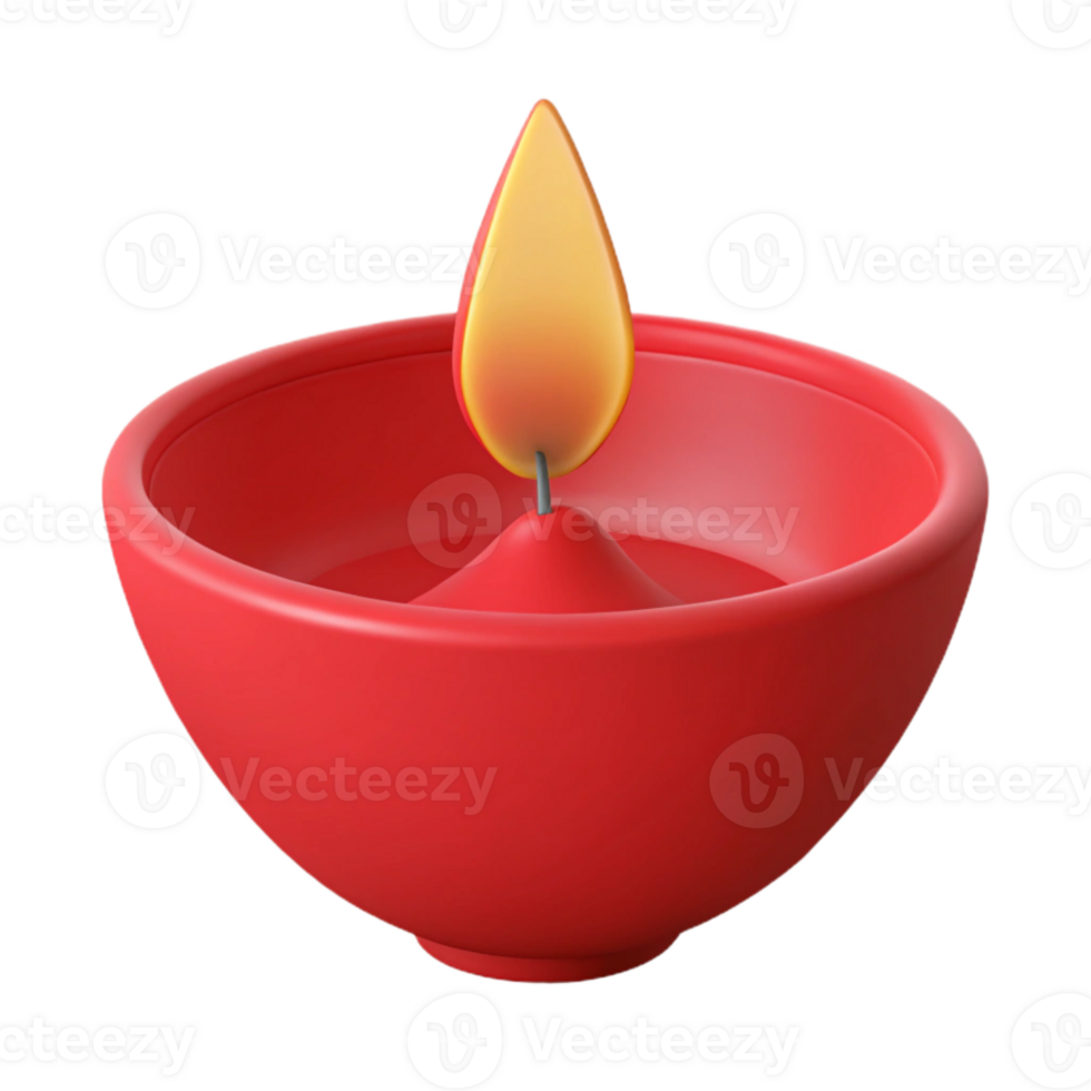3D Render of a Lit Diya png