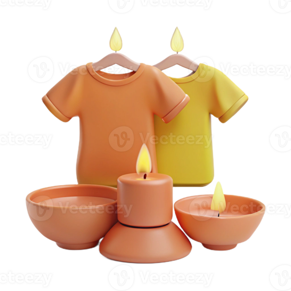 Candles and Shirts 3D Render png