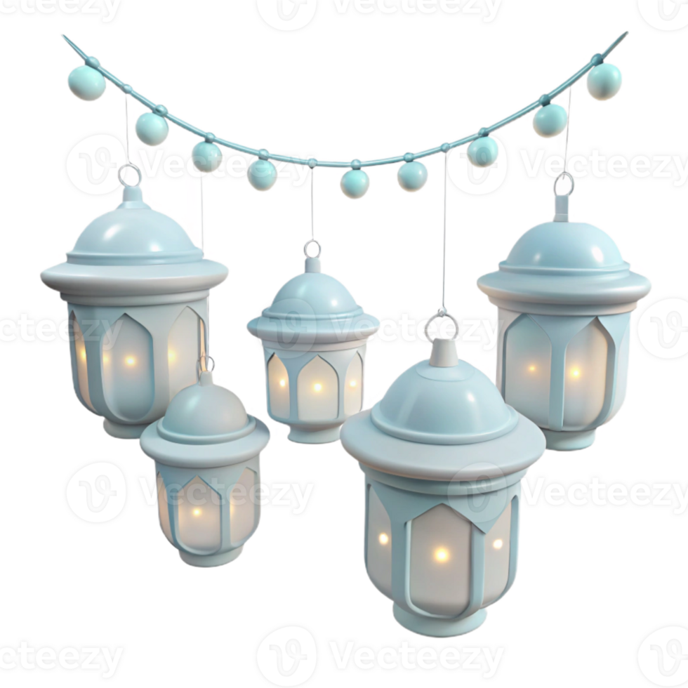 Luminous Lanterns Hanging on a Festive String png
