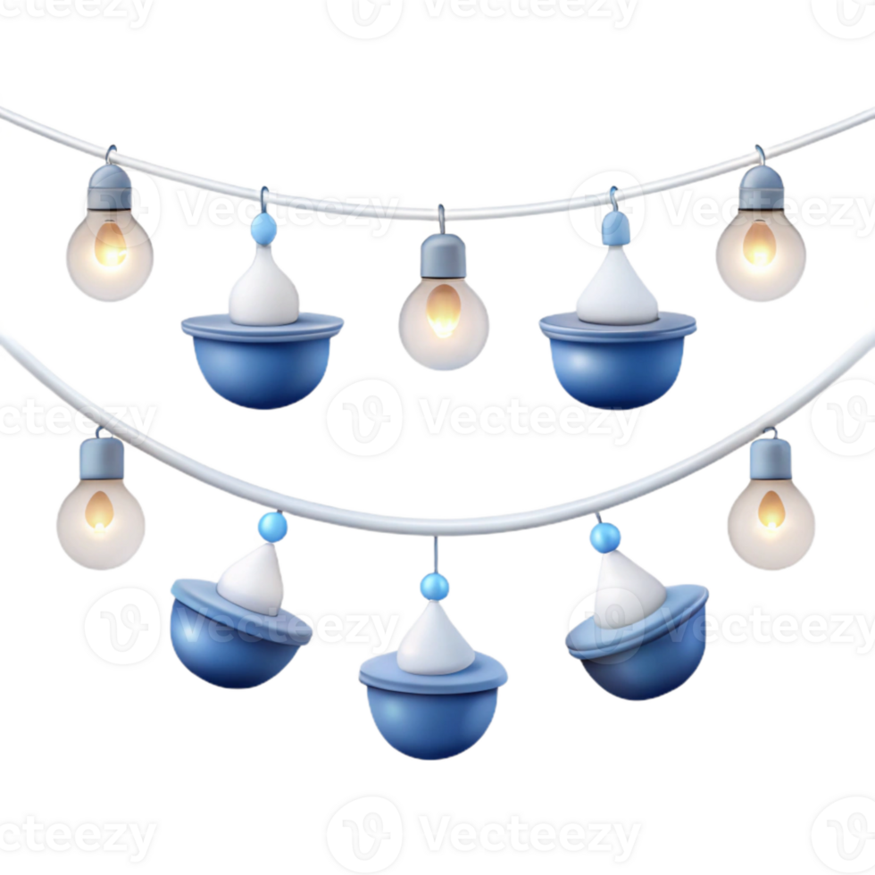 String of Blue and White Festive Lights png