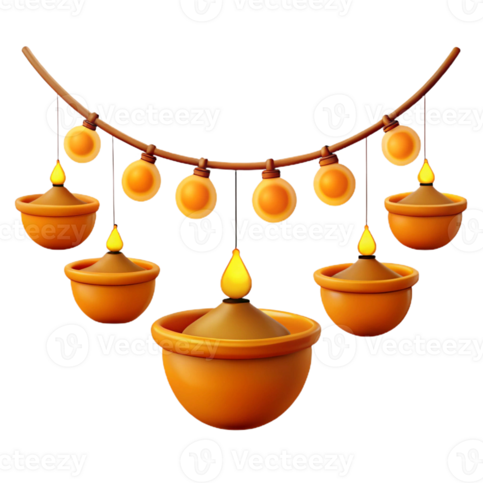 String of Festive Lights with Burning Candles png