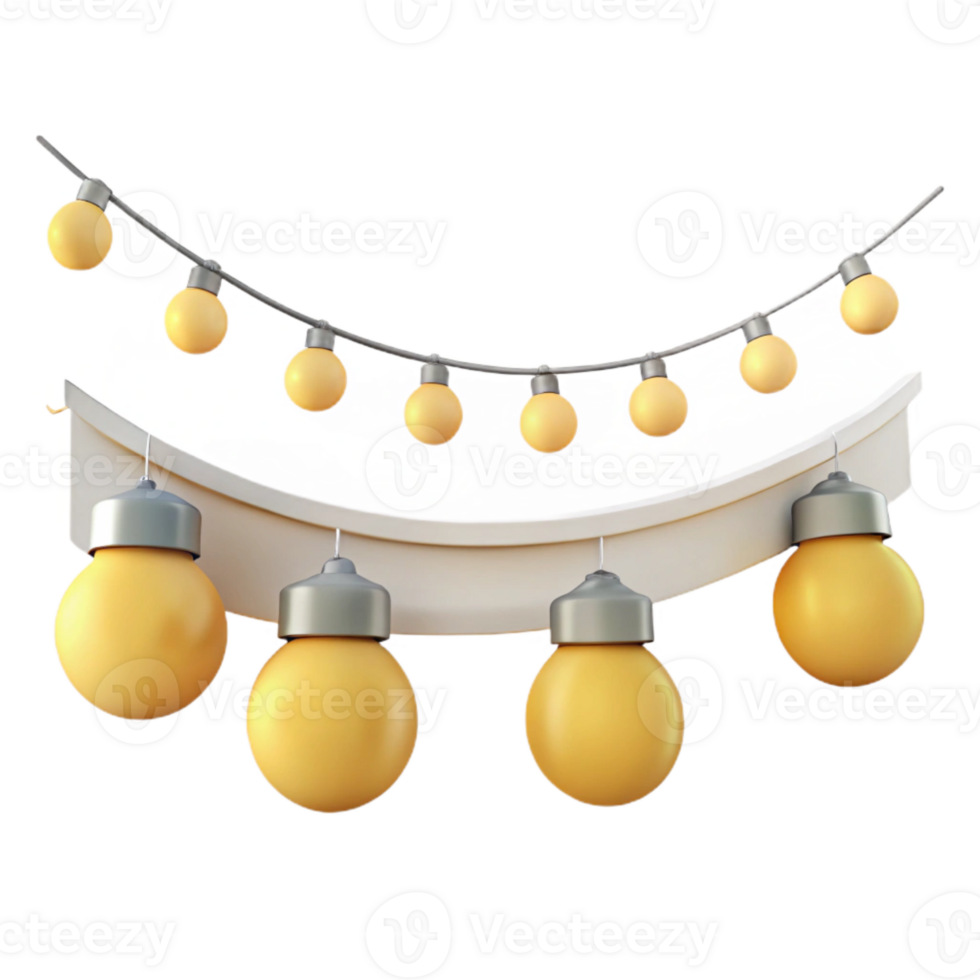 Curved String Lights with Yellow Bulbs on a White Surface png