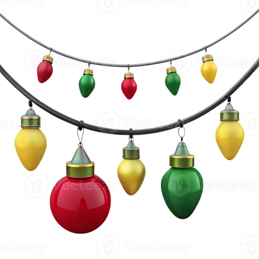 Christmas Lights Decoration with Red, Green, and Yellow Bulbs png