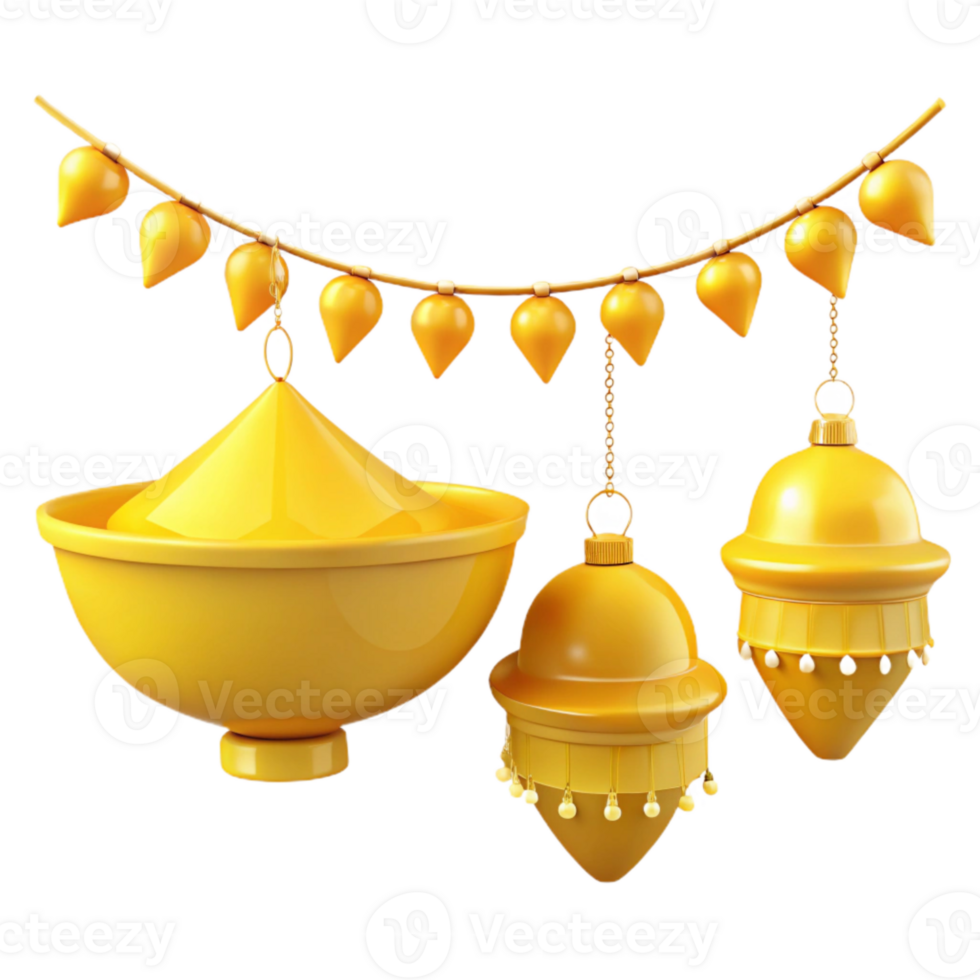 Golden Ornaments with Hanging Tassels png