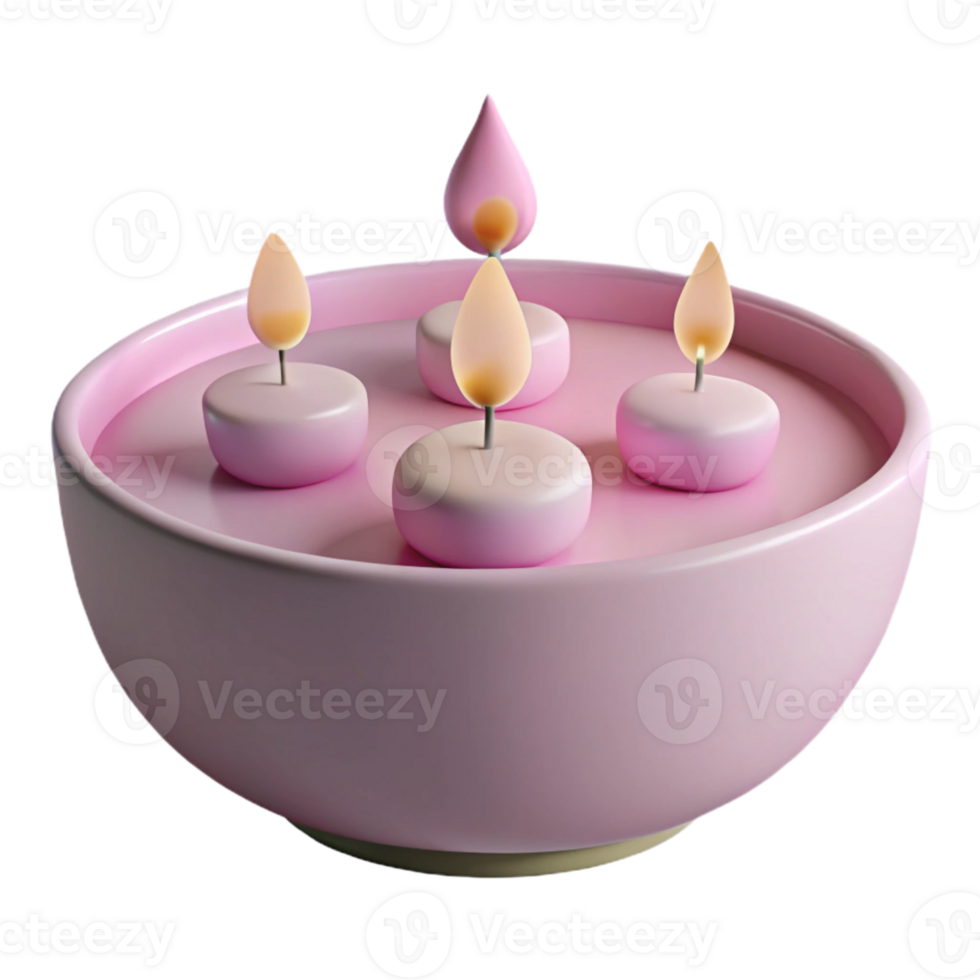 Floating Candles in Pink Bowl png