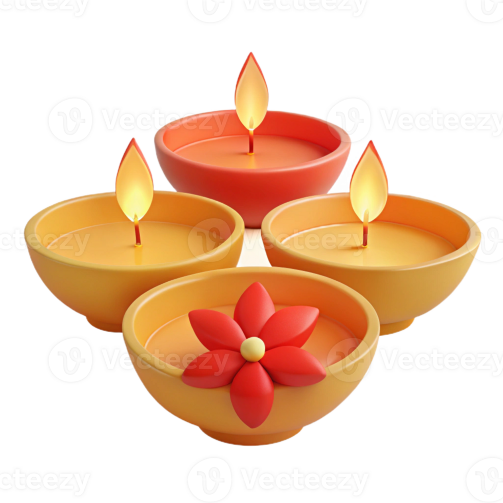Three Lit Candles with Red Flower Decoration png
