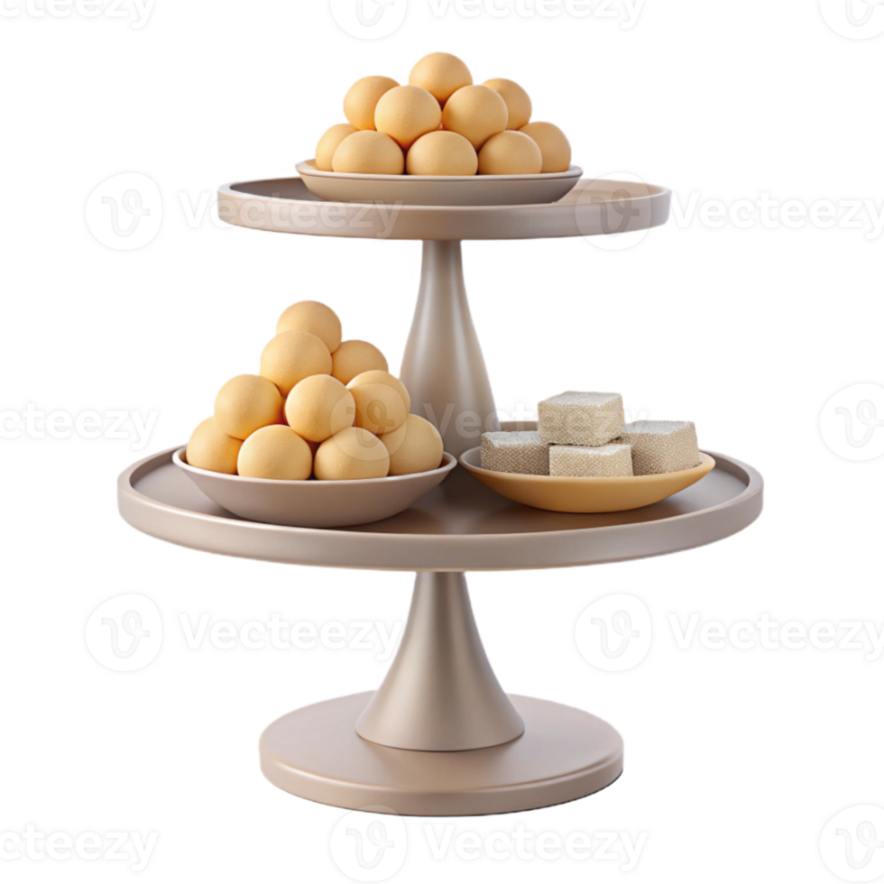 Two Tier Serving Stand with Round Plates png