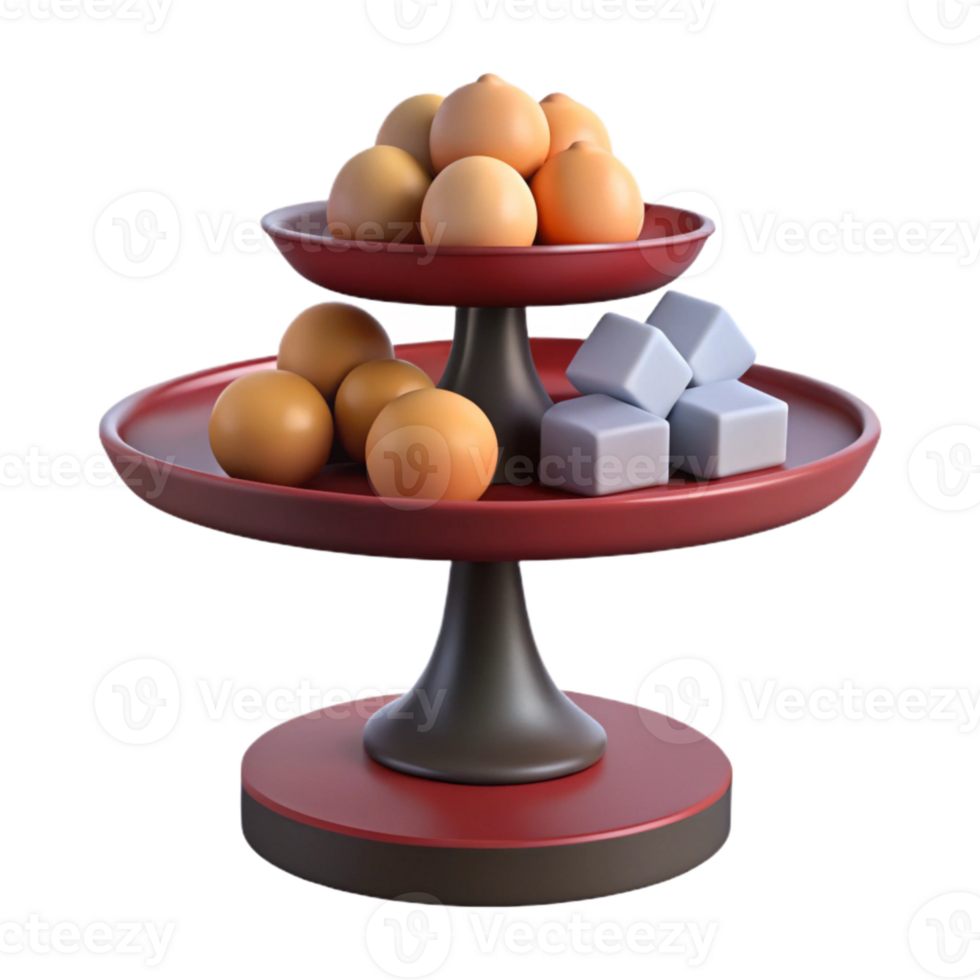 Two Tier Serving Tray with Round and Square Objects png