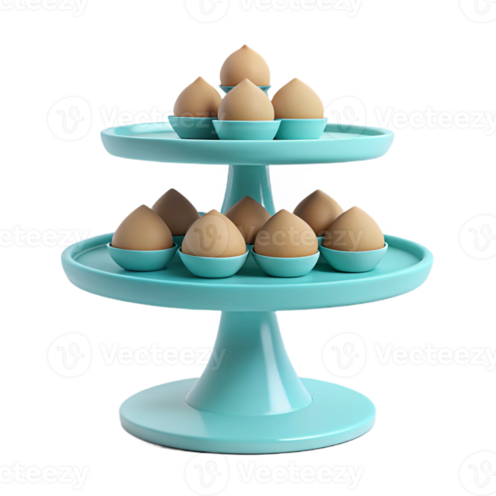 Two-Tiered Serving Stand with Round Dishes for Cakes, Desserts, or Snacks png