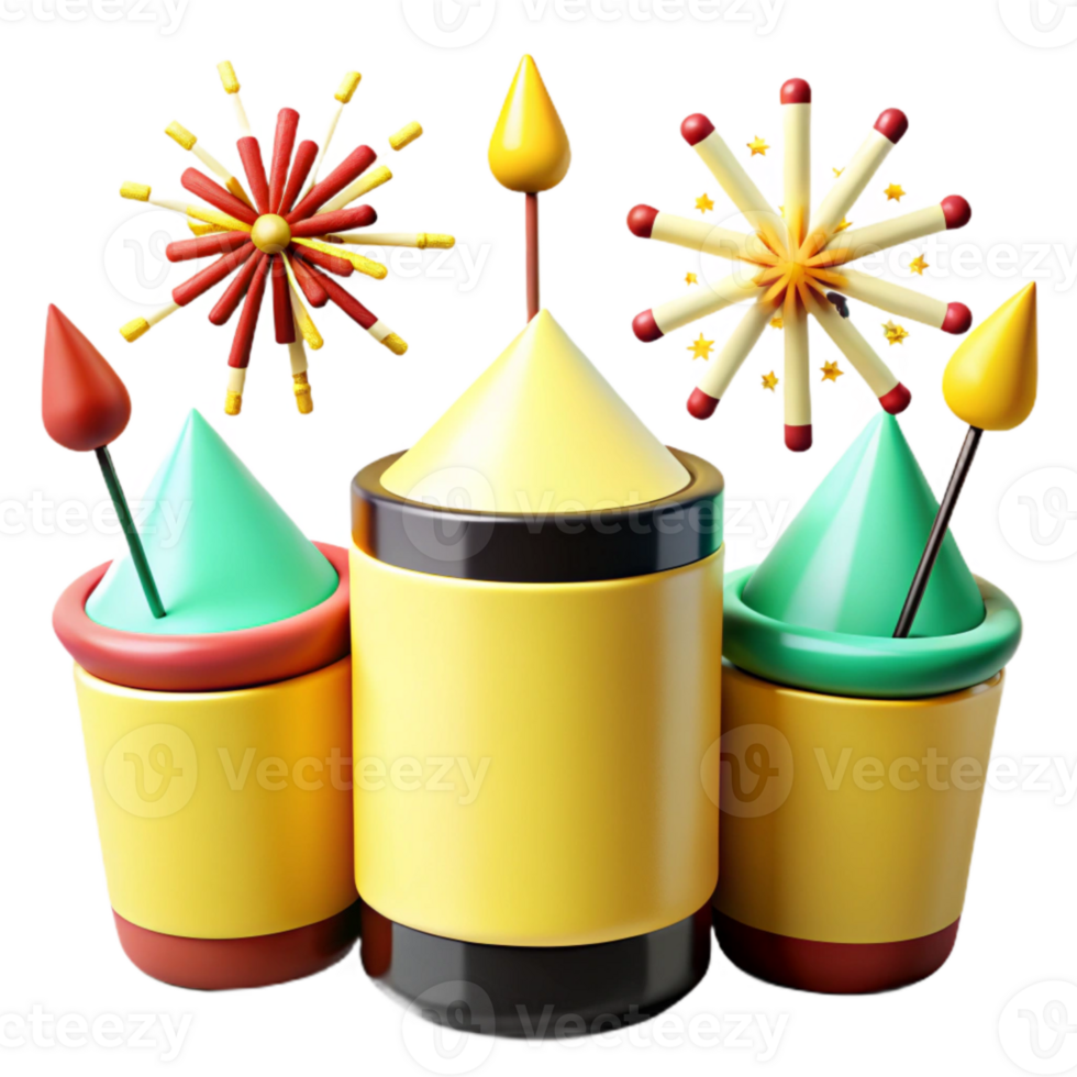 Colorful 3D Fireworks Display png
