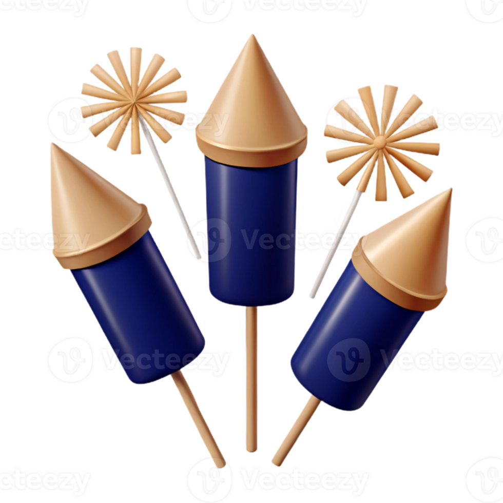 Celebration Fireworks Sparkler and Rocket Design png