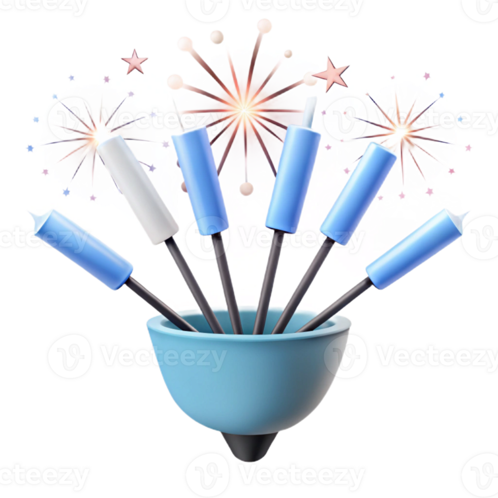 Fireworks in a Bowl with Sparkles and Stars png