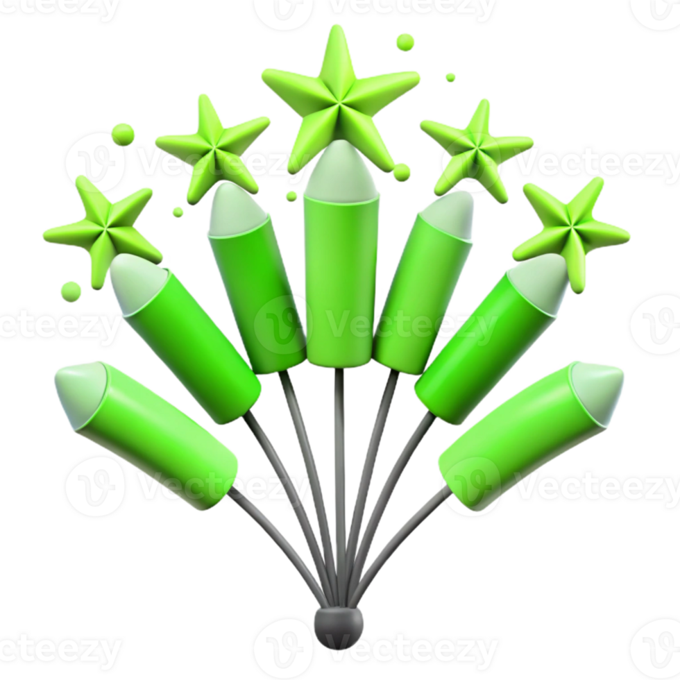 Green Fireworks with Stars png