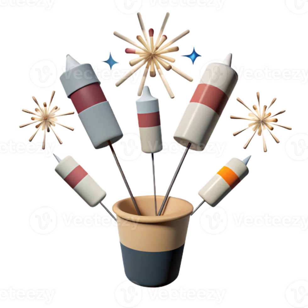 Fireworks in a Pot Festive 3D Render png