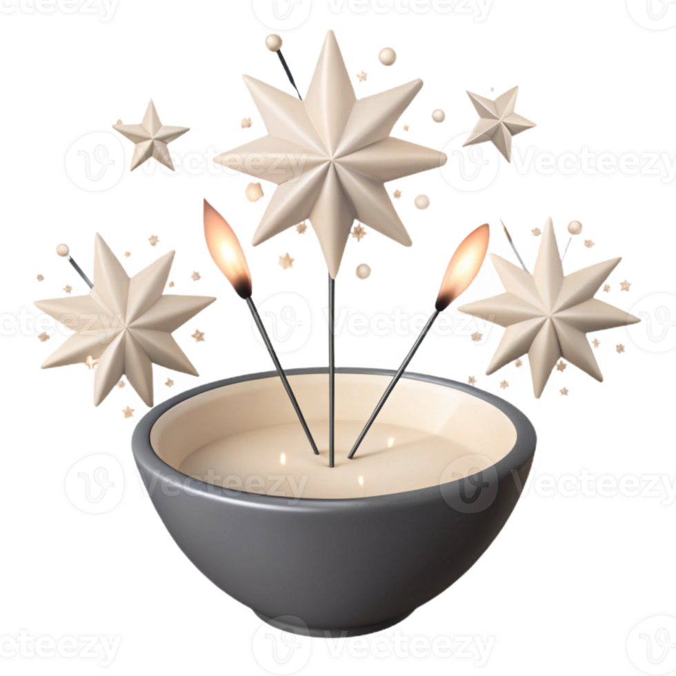 Star-Shaped Candle Holder with Multiple Wicks png