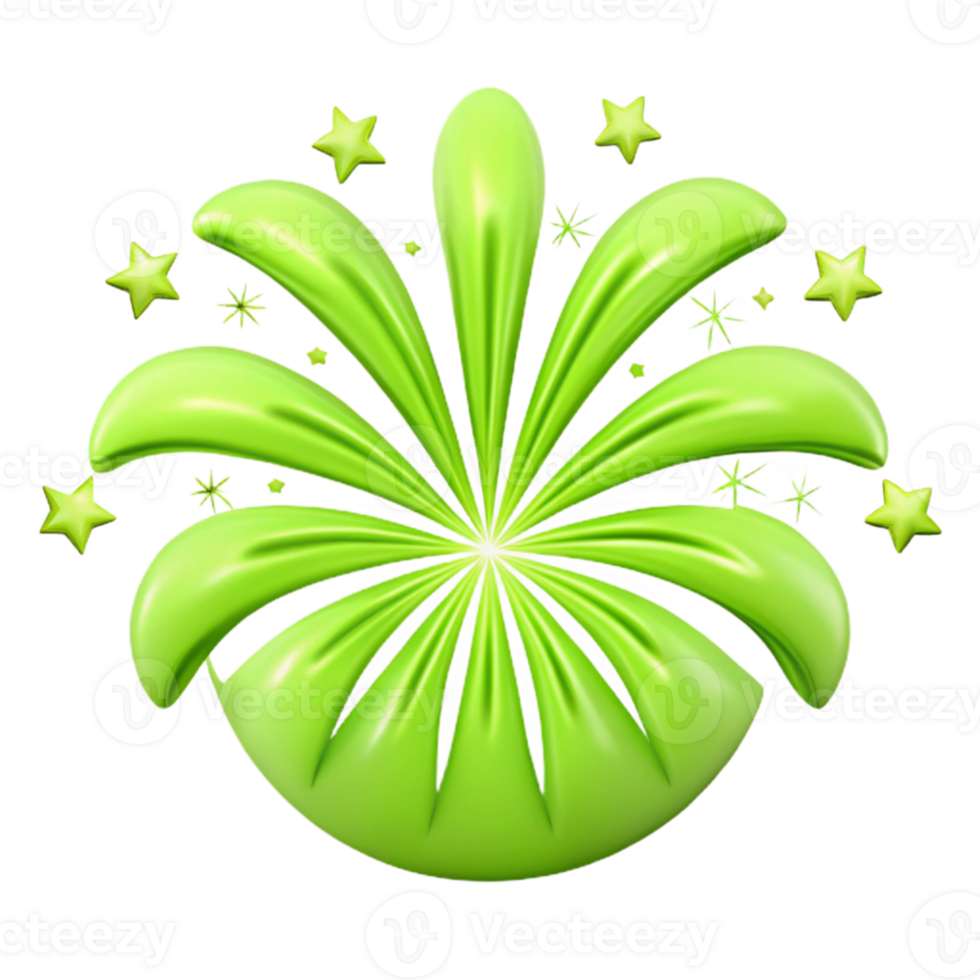 Green Fireworks Celebration Graphic Design Element png