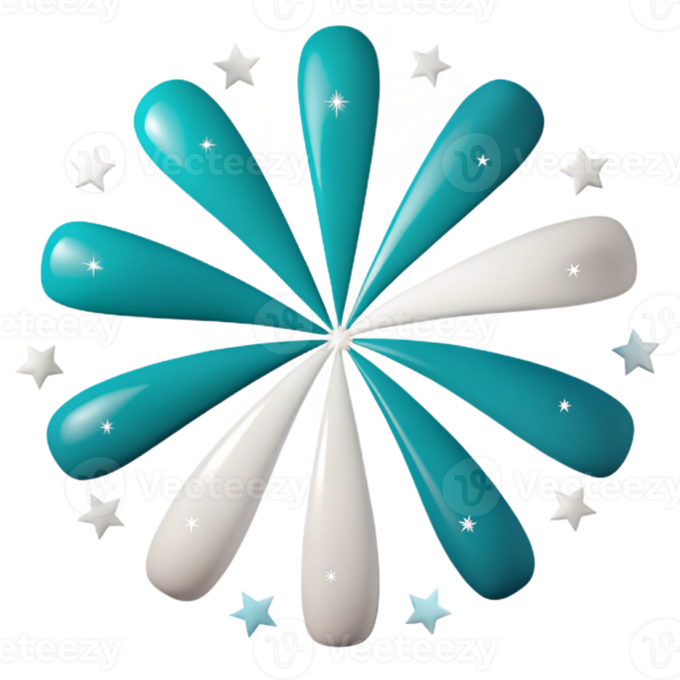 abstrait conception avec turquoise et blanc formes et étoiles png