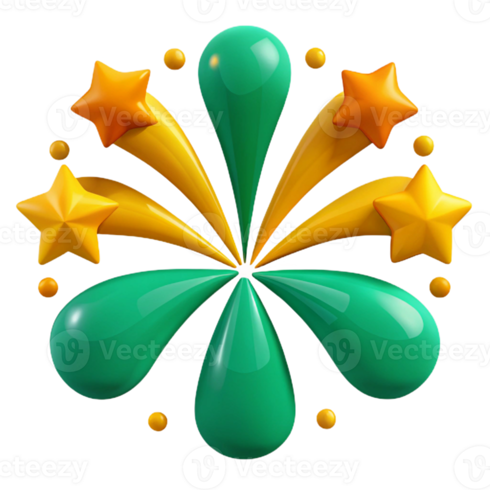 Celebration with Stars and Green Drops png