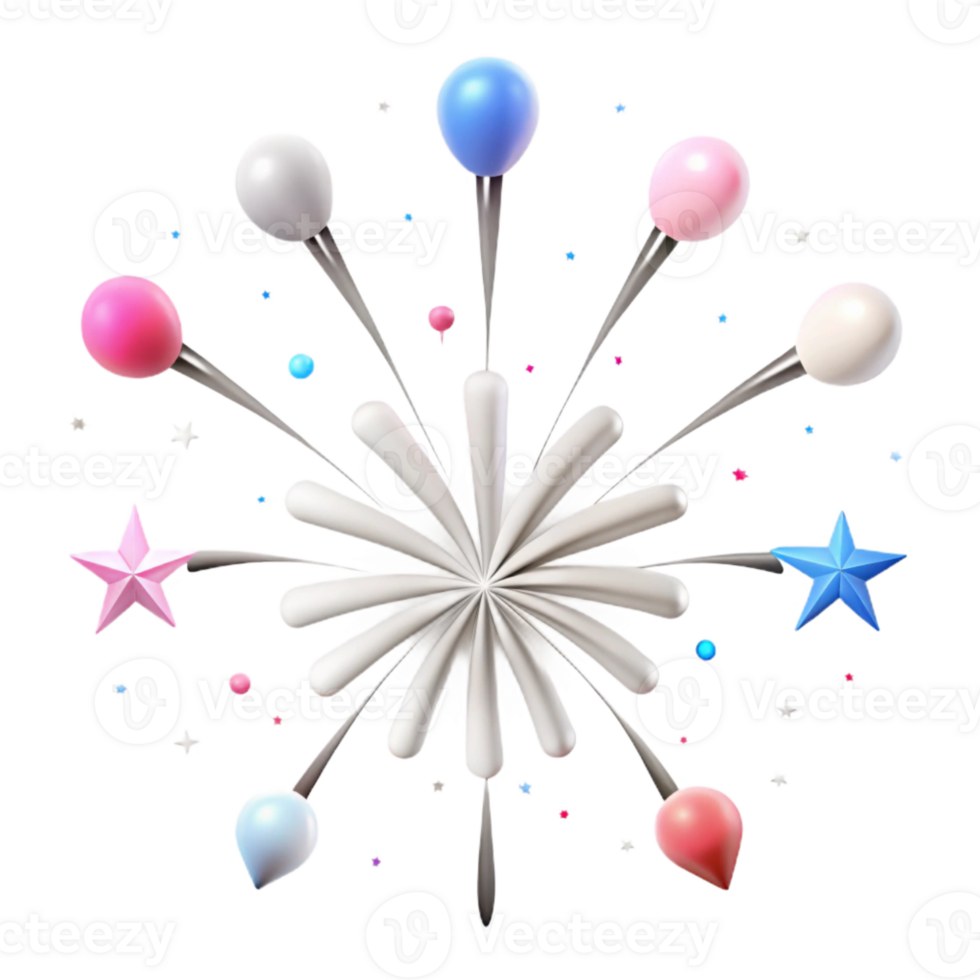 Sparkling Celebration Colorful Fireworks Display with Stars png