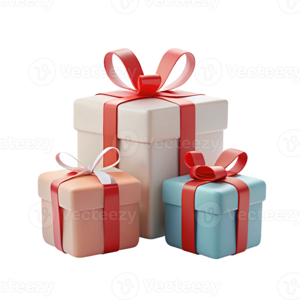 Gift Boxes with Red Ribbons png