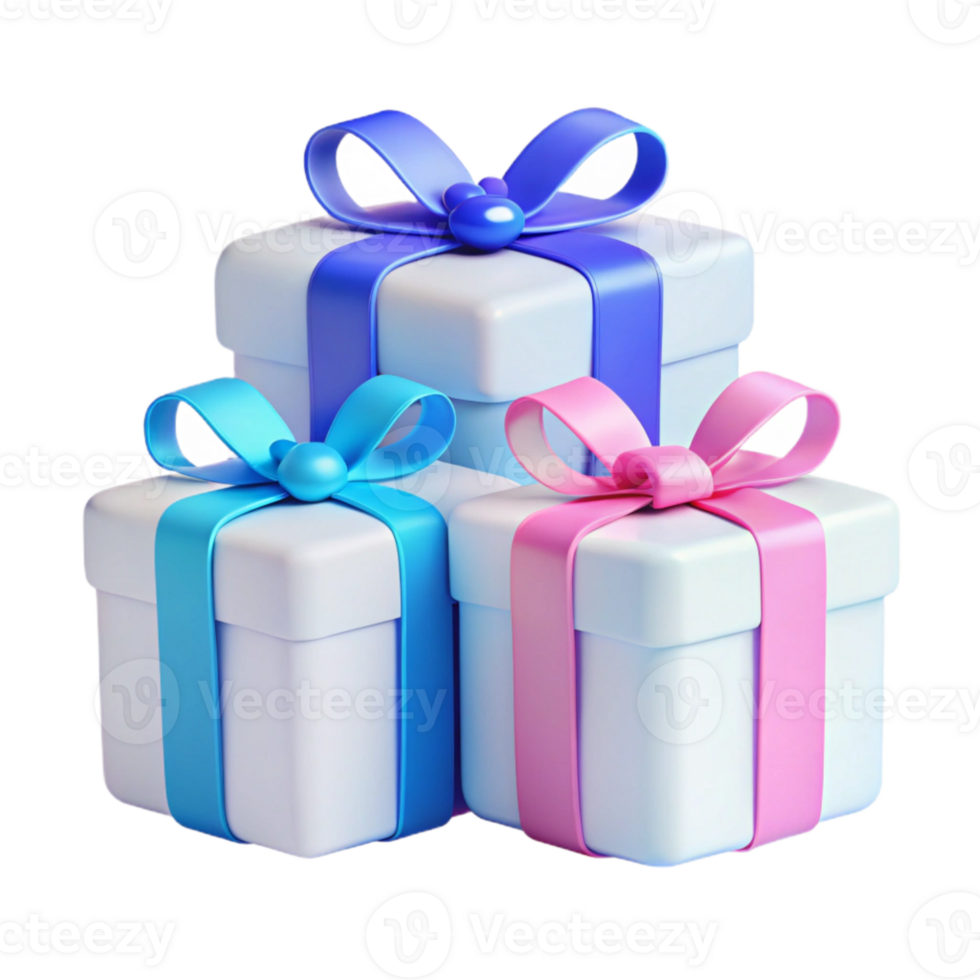 Stack of Gift Boxes with Colorful Ribbons png