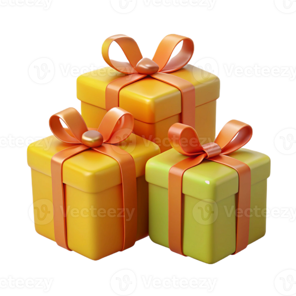 Three Colorful Gift Boxes with Orange Bows png