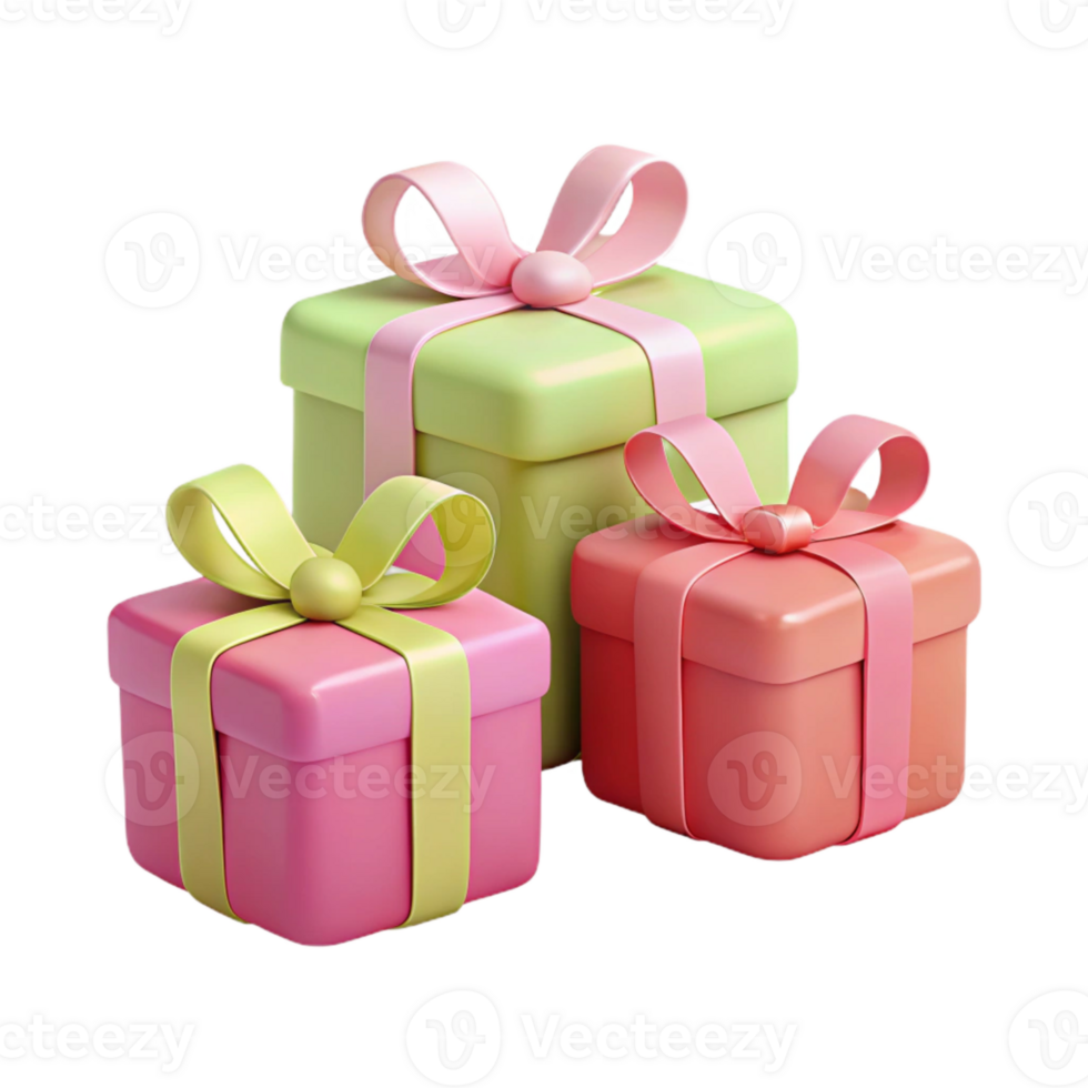 Three Colorful Gift Boxes with Bows png