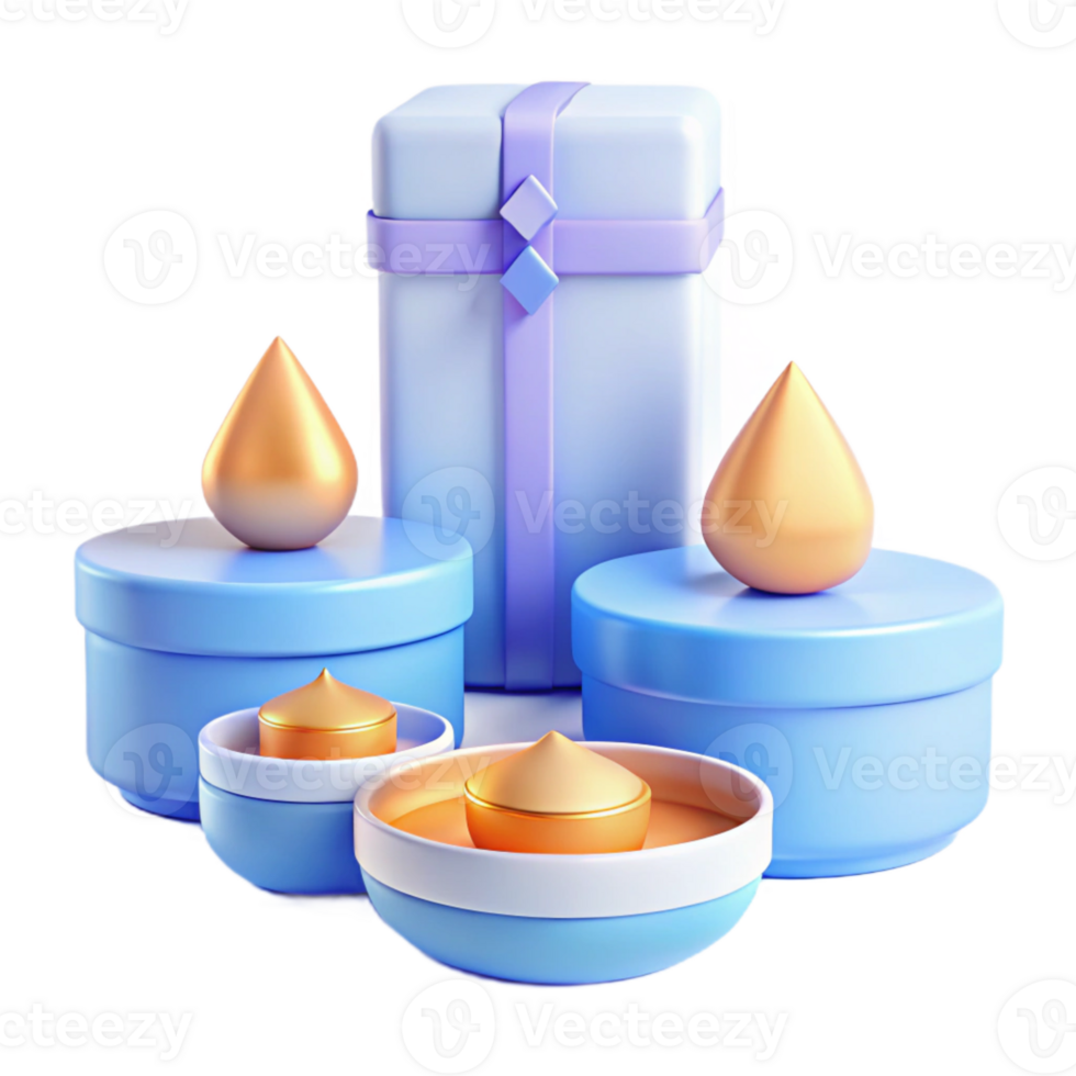 Gift Set with Blue and Gold Containers png