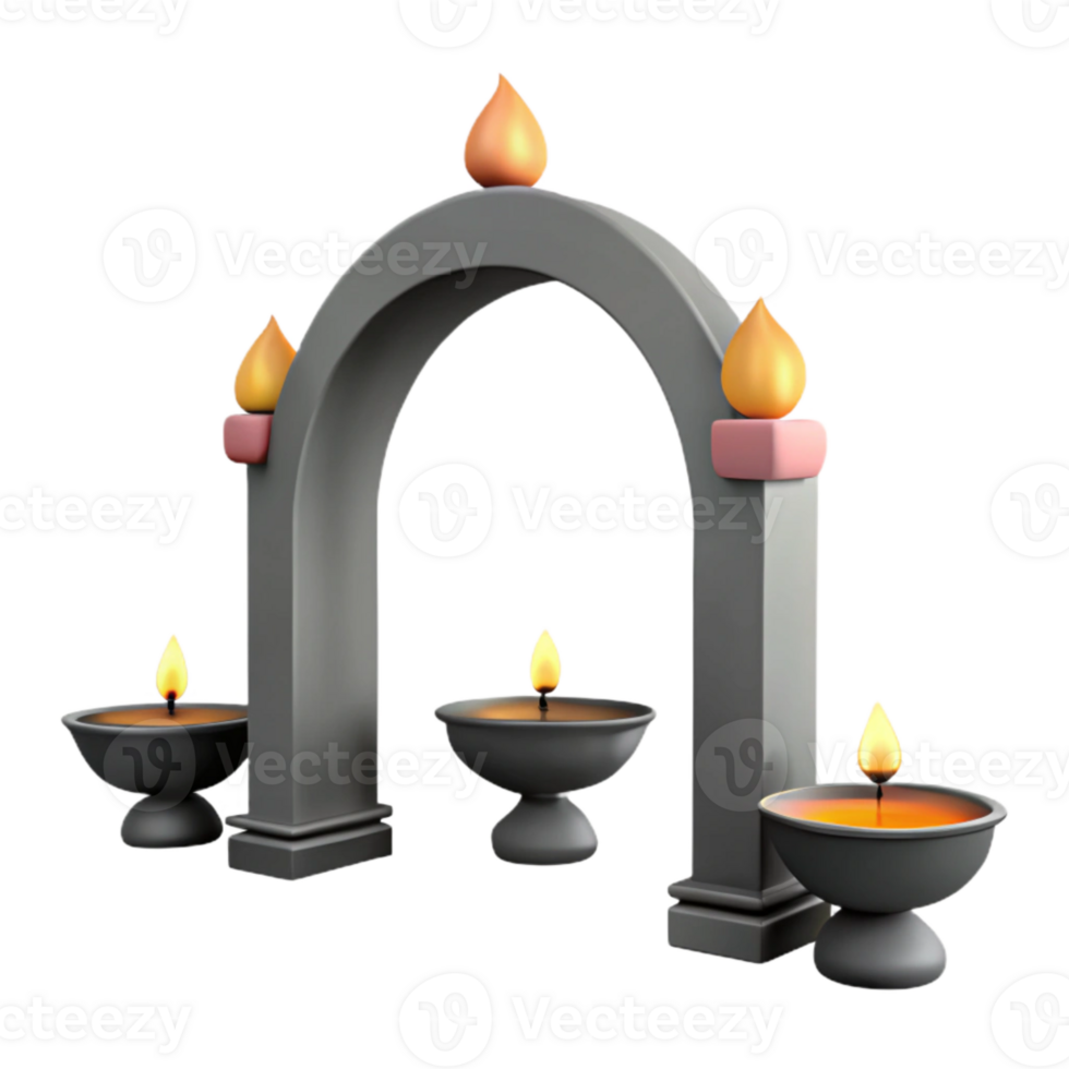 Archway with Candles and Flames png
