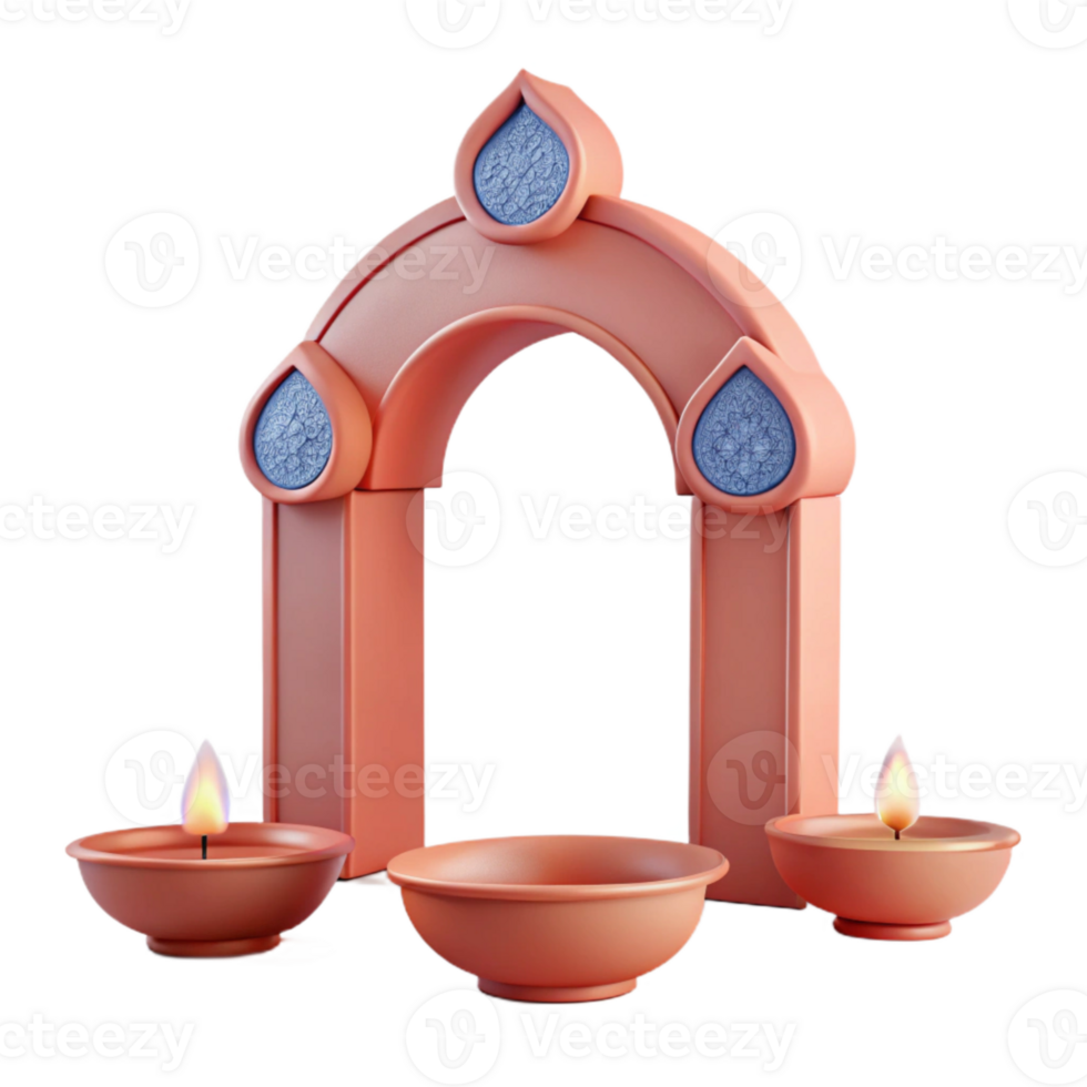 3D Render of Archway with Candles png