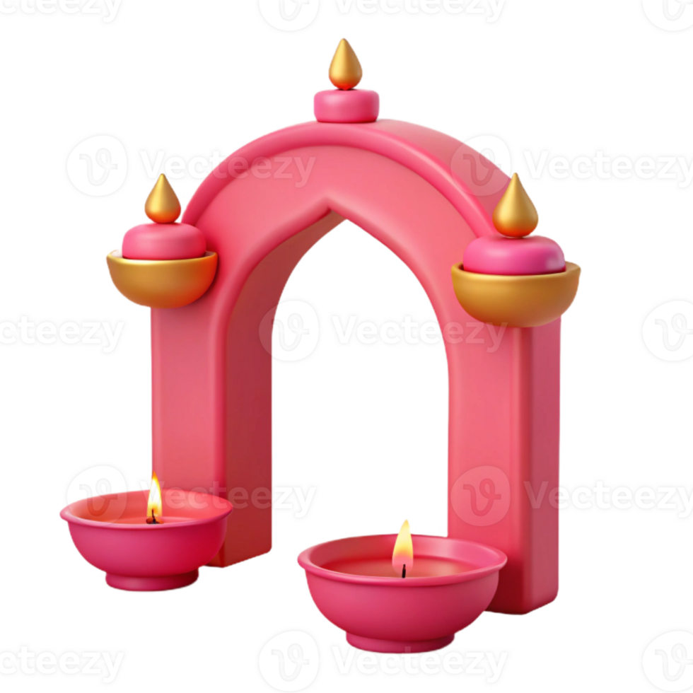 Pink Archway with Candles and Gold Accents png