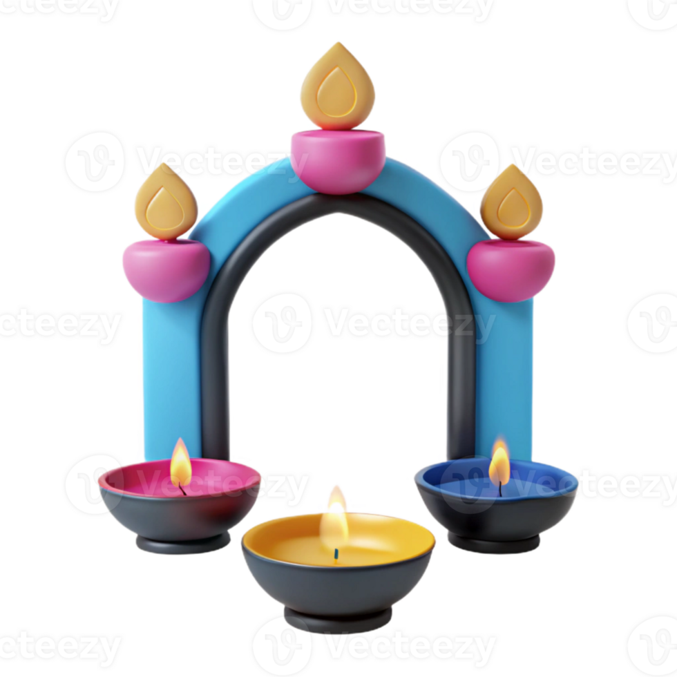 3D Render of Festive Arch with Candles png